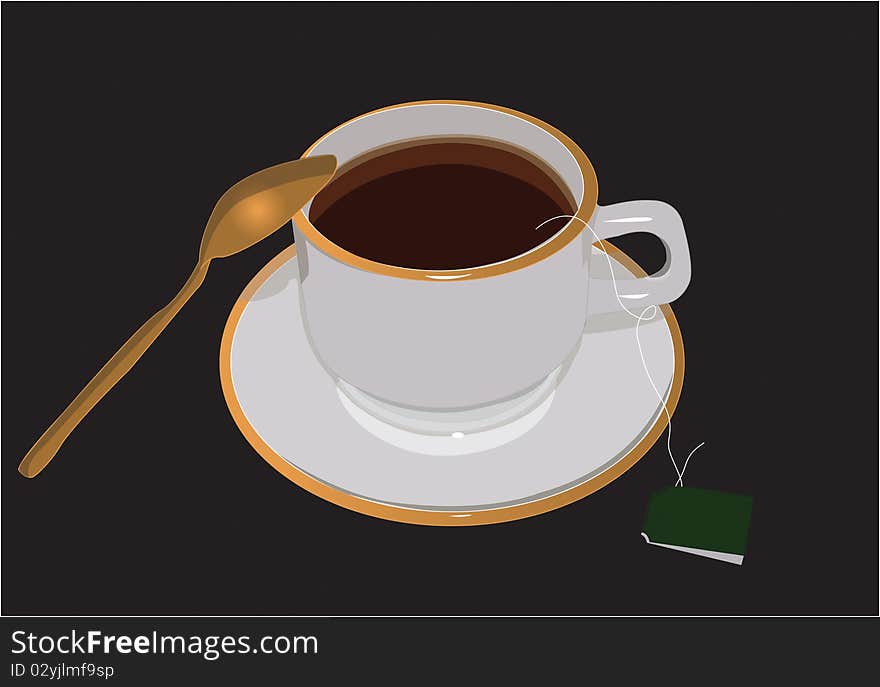 Tea mug,Against a dark background, a white cup,