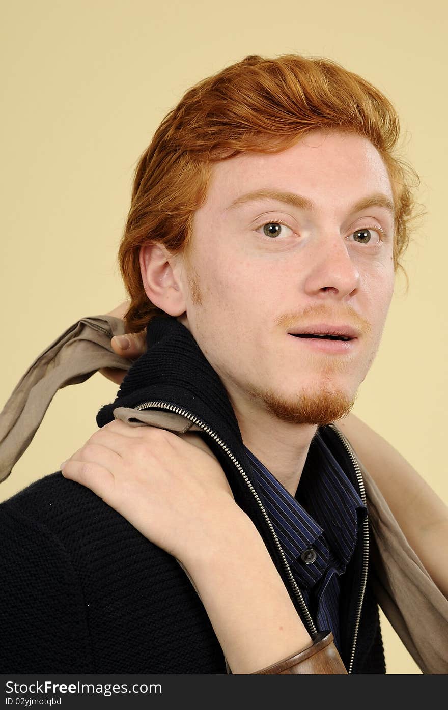 White student posing in studio. White student posing in studio