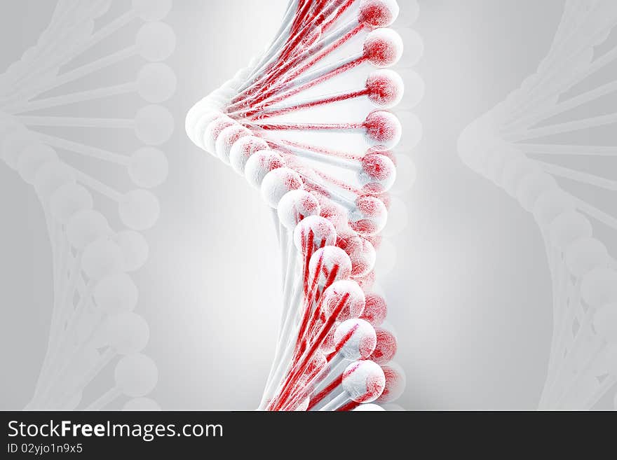 Digital illustration of dna in color background