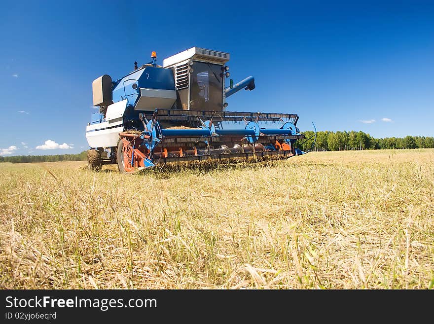 Combine in the field during harvesting