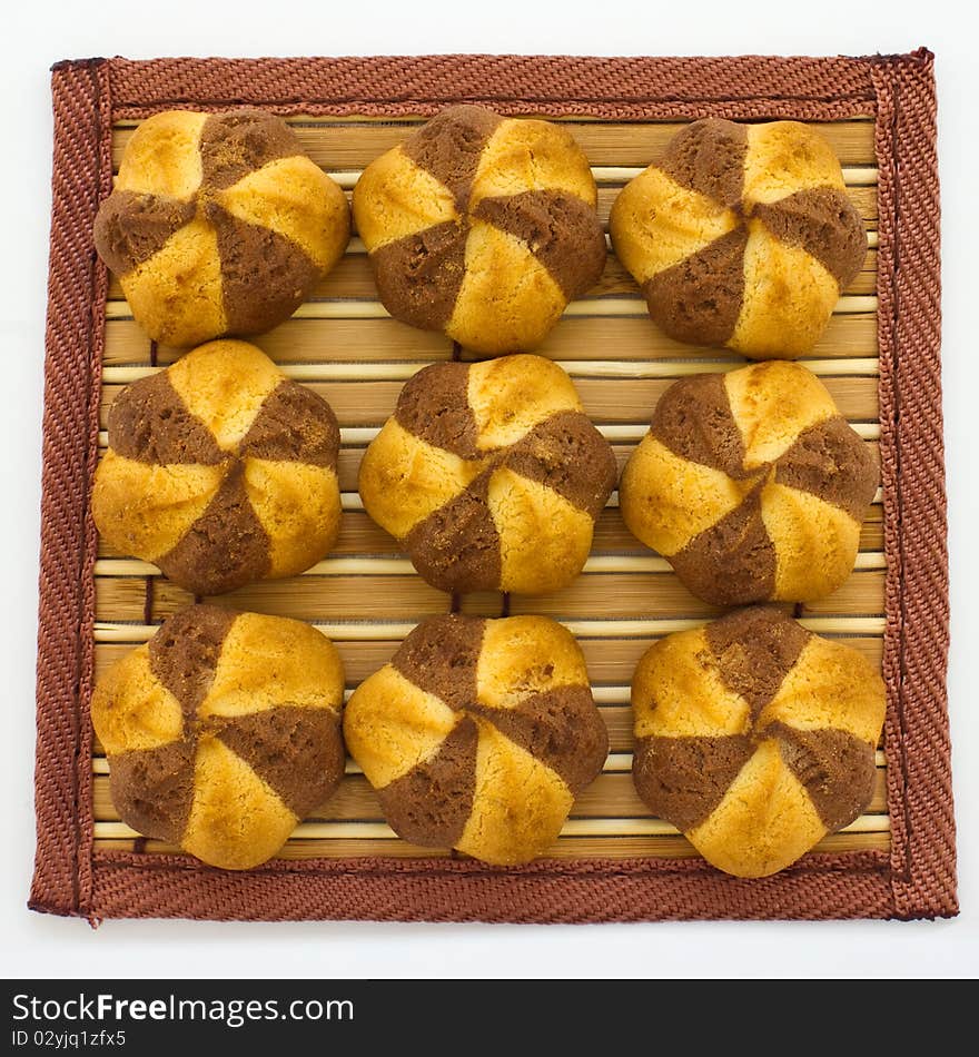 Cookies on a napkin.