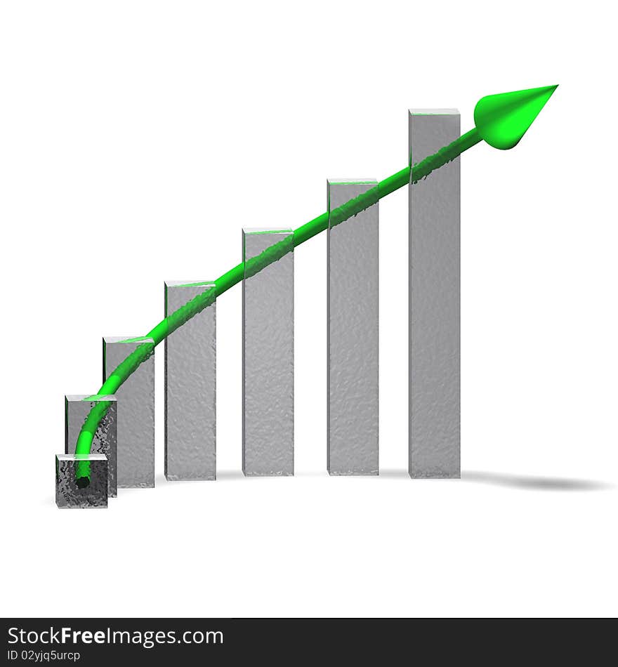 A graphic showing growing chart with arrow. A graphic showing growing chart with arrow