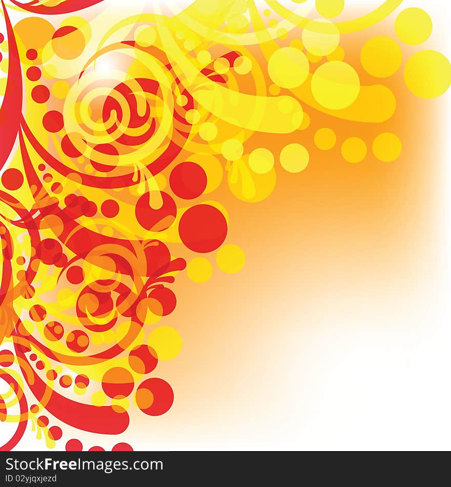 Floral background in red and yellow color