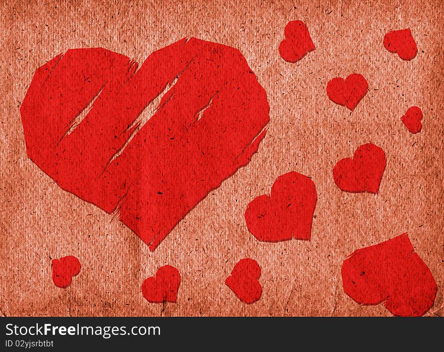 Grunge Paper Vintage Red Hearts