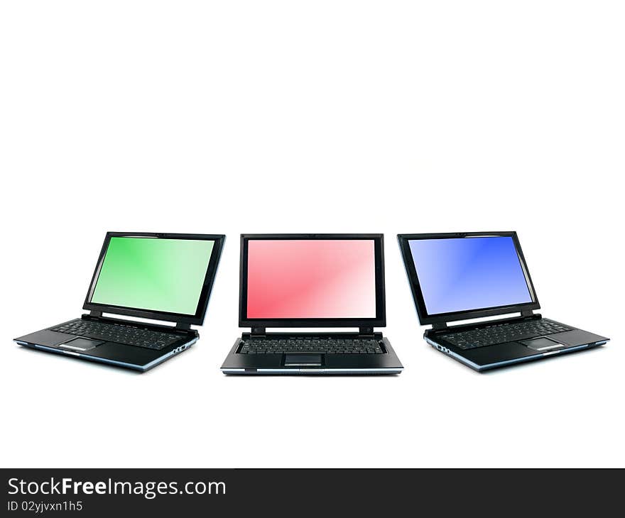 A laptop computer isolated against a white backgroun d