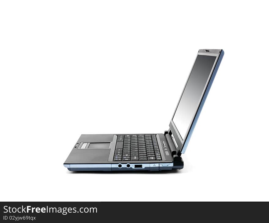 A laptop computer isolated against a white background