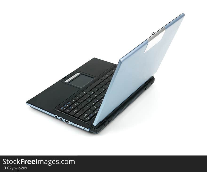 A laptop computer isolated against a white background