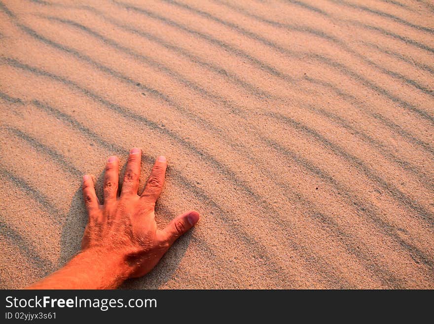 Hand on beach