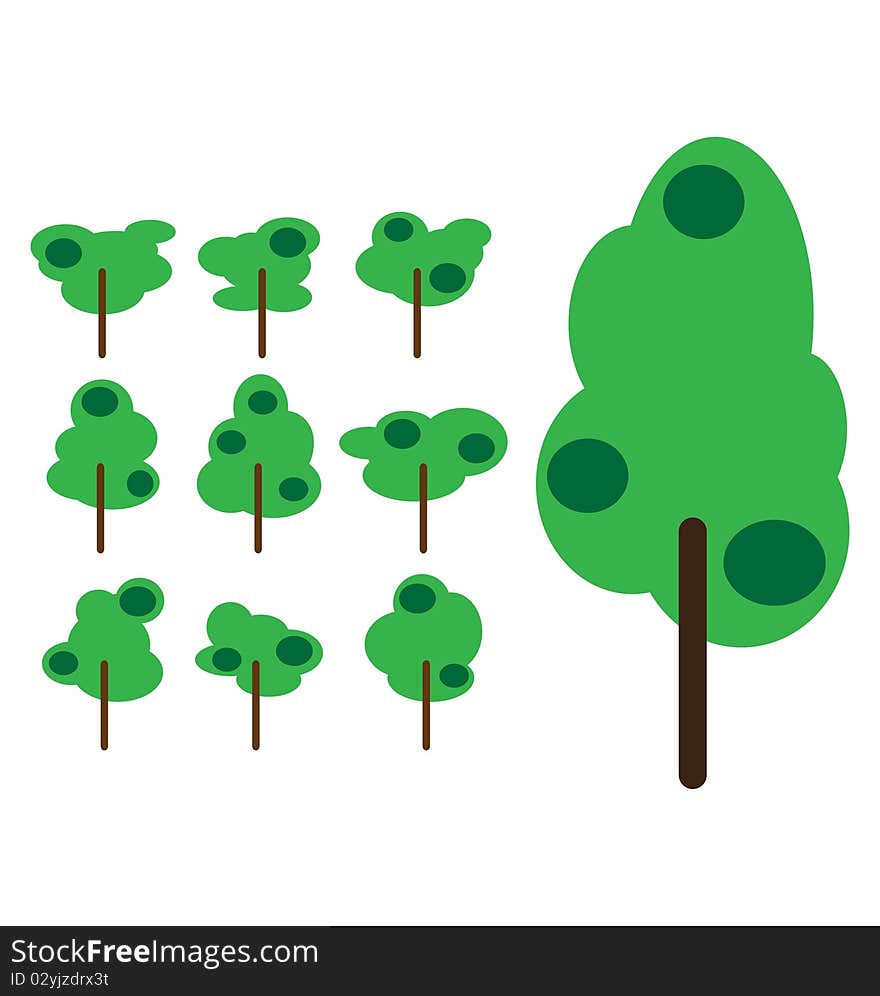 Set of green tree`s icons