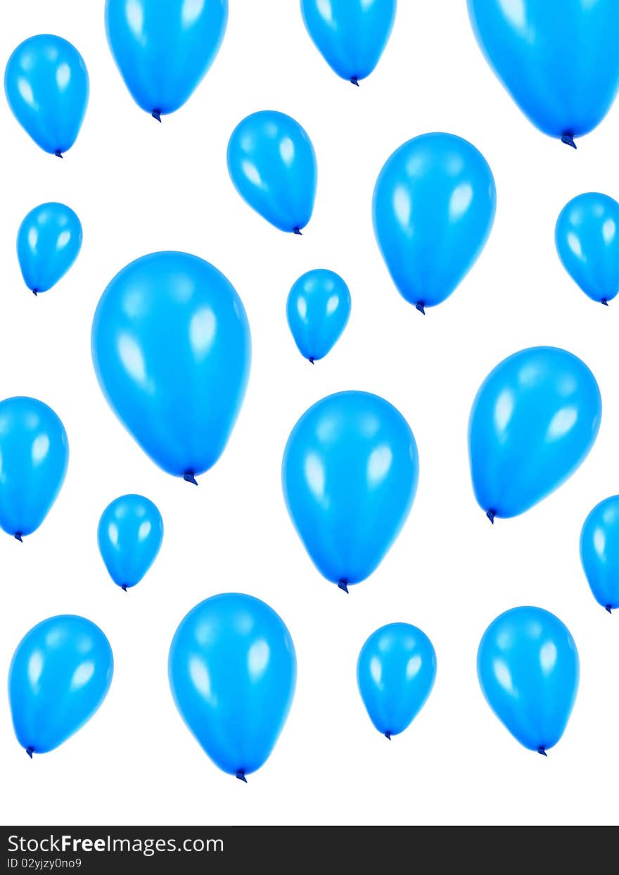 Blue balloons isolated against a white background