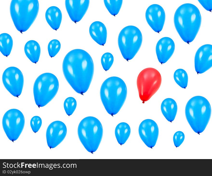 Blue balloons isolated against a white background