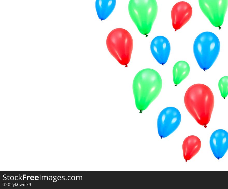 Balloons isolated against a white background