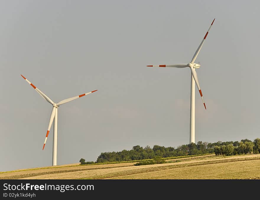 Wind turbines in countryside