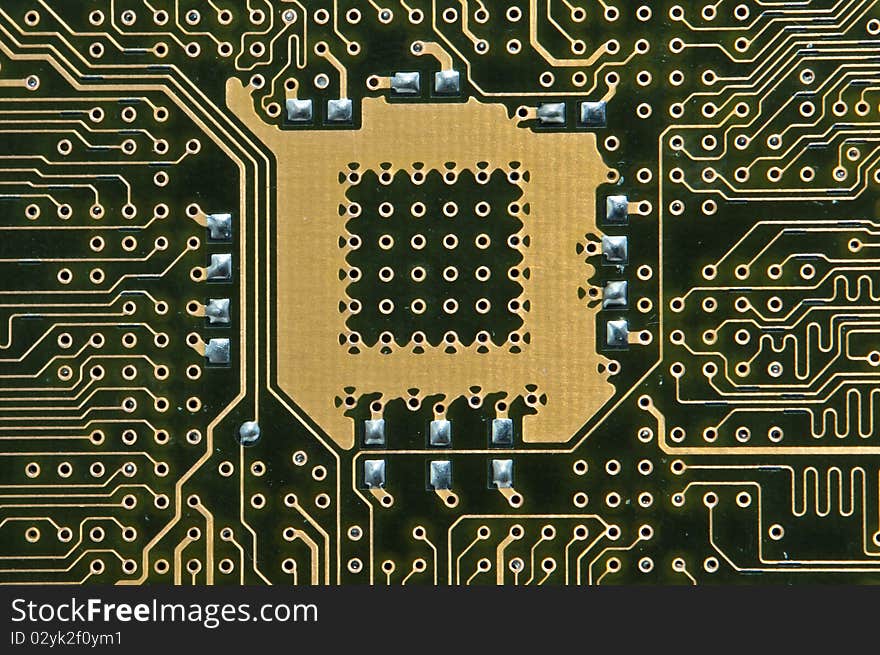 Lower Surface of a Motherboard - CPU. Lower Surface of a Motherboard - CPU