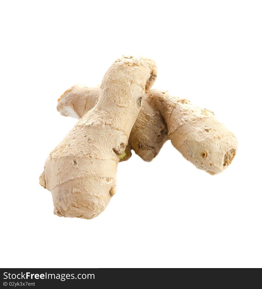 Fresh ginger root isolated on white background