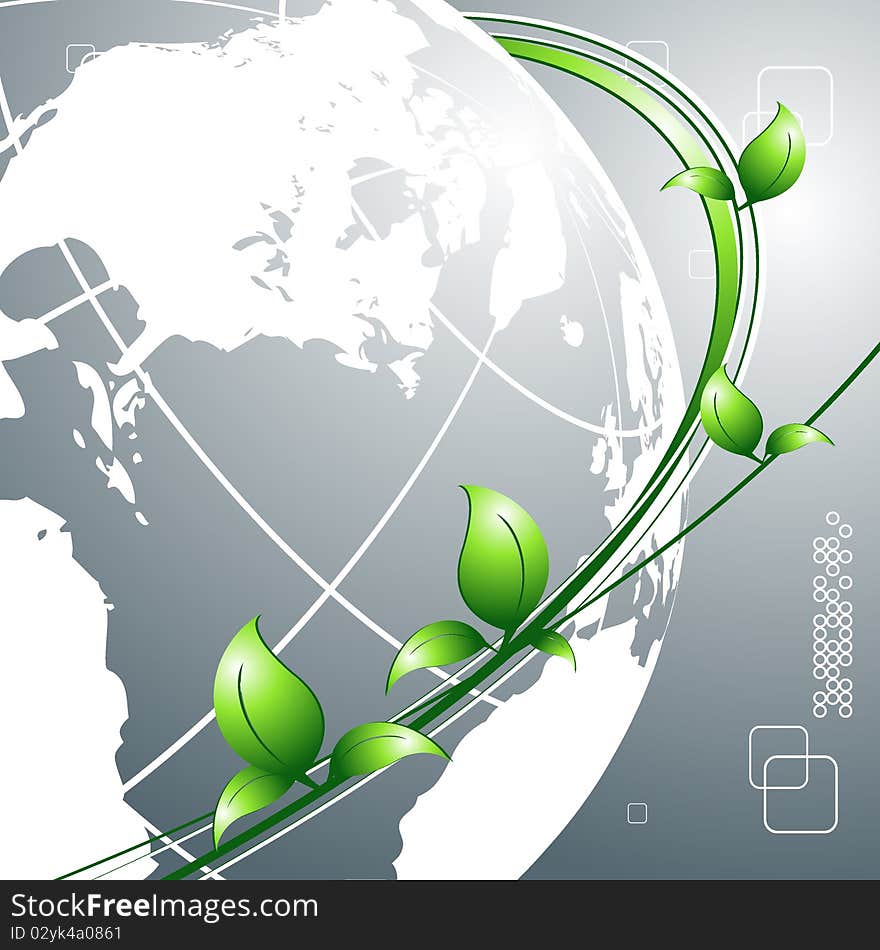 Environmental technology background with globe and copy space. Environmental technology background with globe and copy space