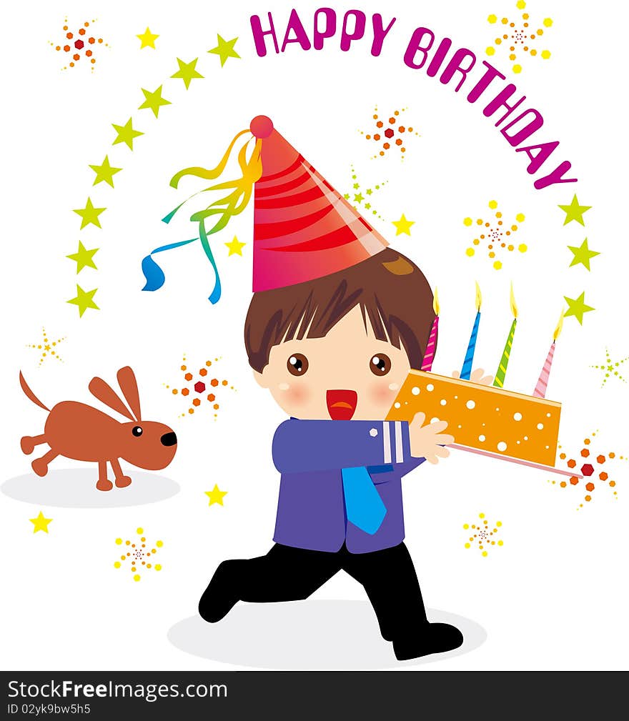 Vector illustration of boy's birthday. Vector illustration of boy's birthday