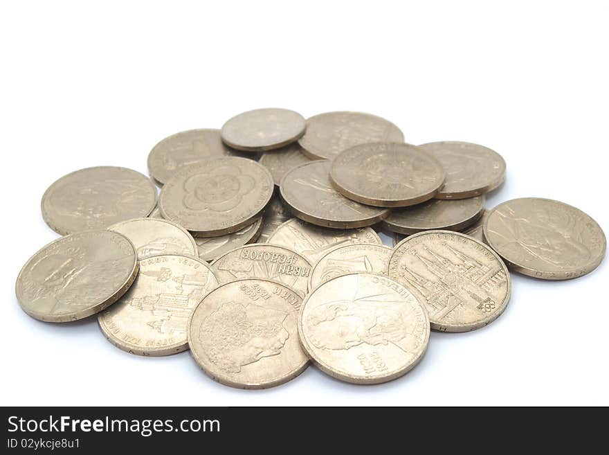 Photo of the soviet rubles on white background