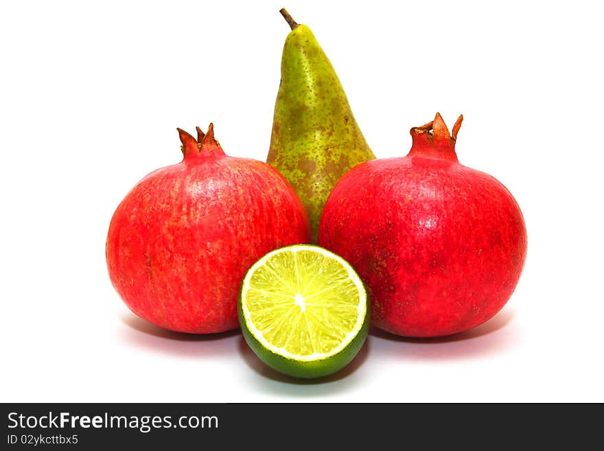 Photo of the fruits on white background