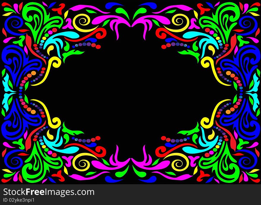 Illustration frame with pattern on black background