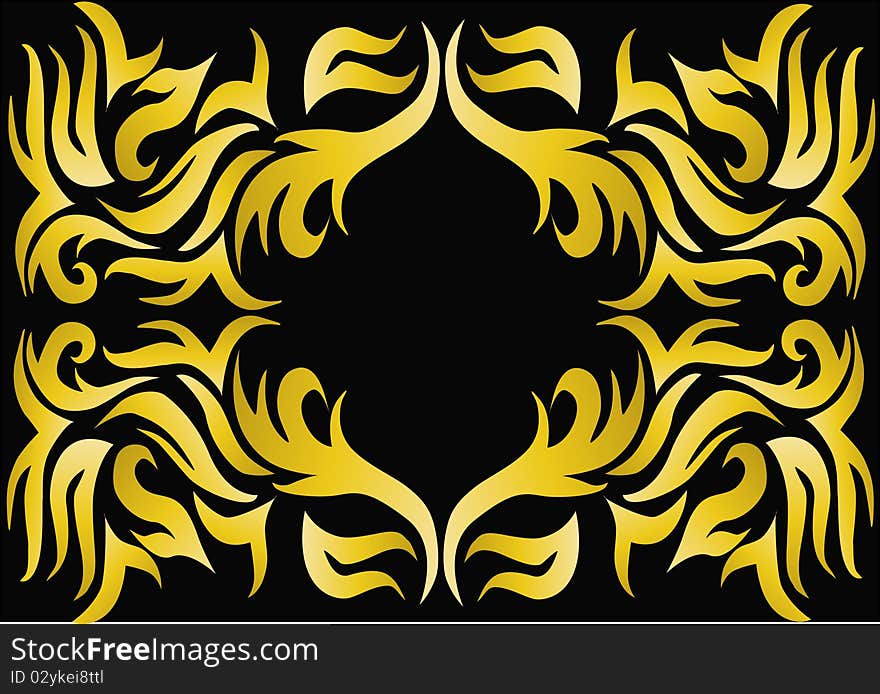 Illustration with gold(en) pattern on black background