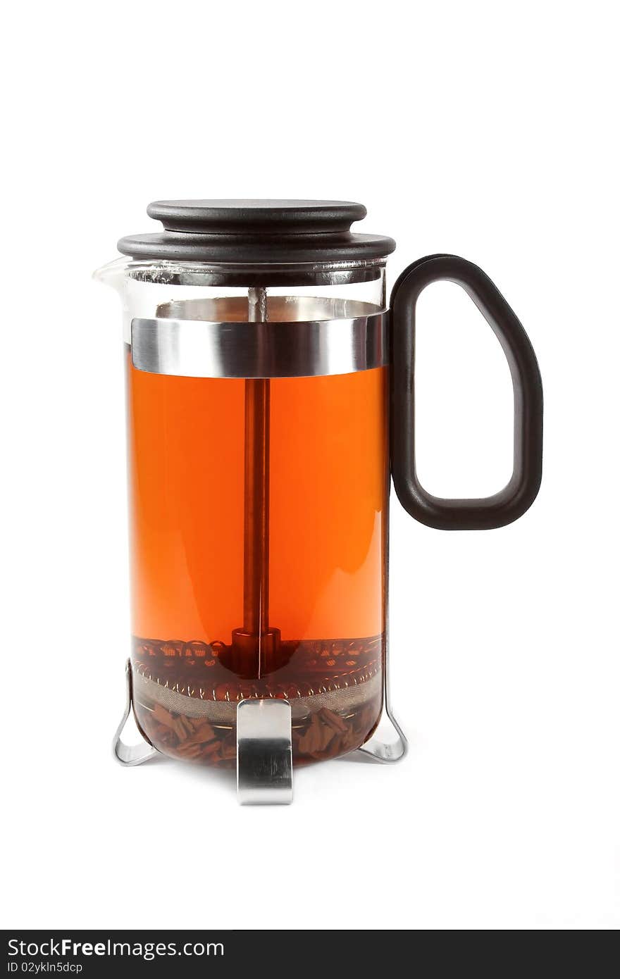 French press with tea