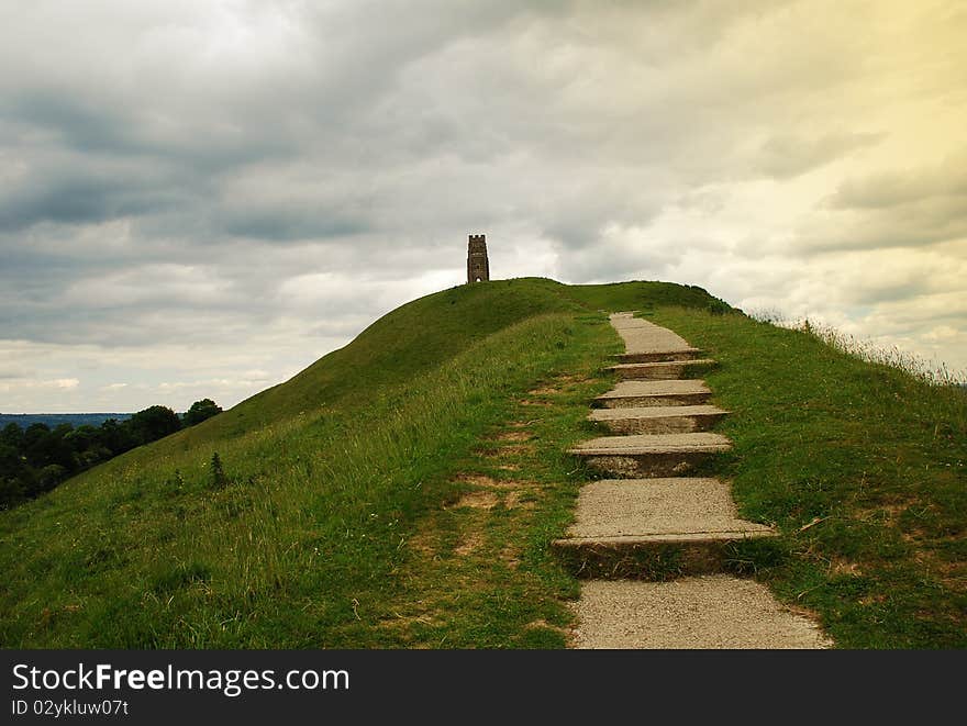 The Glastonbury Tor. County of Somerset, England, United Kingdom. The Glastonbury Tor. County of Somerset, England, United Kingdom.