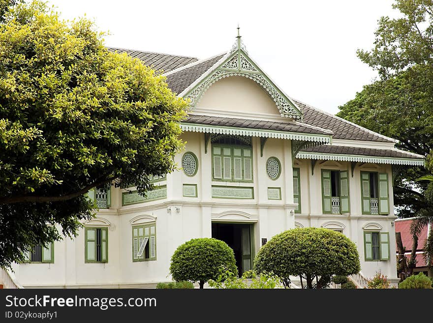 The white classic house in Thailand