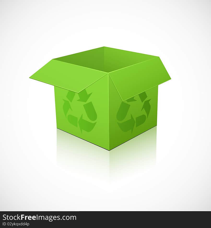 Cube-shaped recycle box. Vector