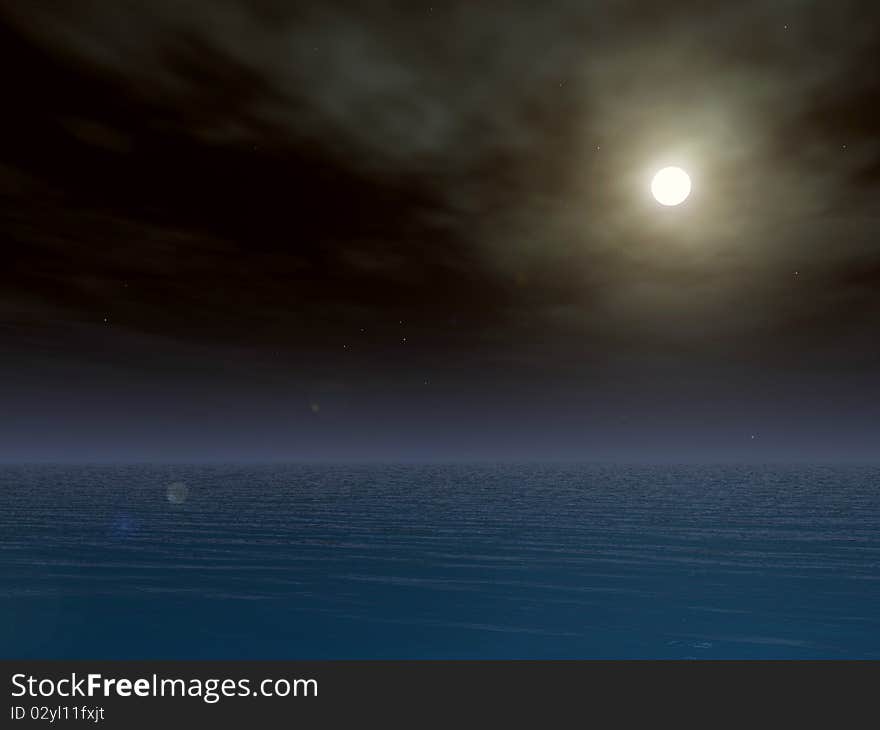 3d rendered ocean sunset seascape. 3d rendered ocean sunset seascape