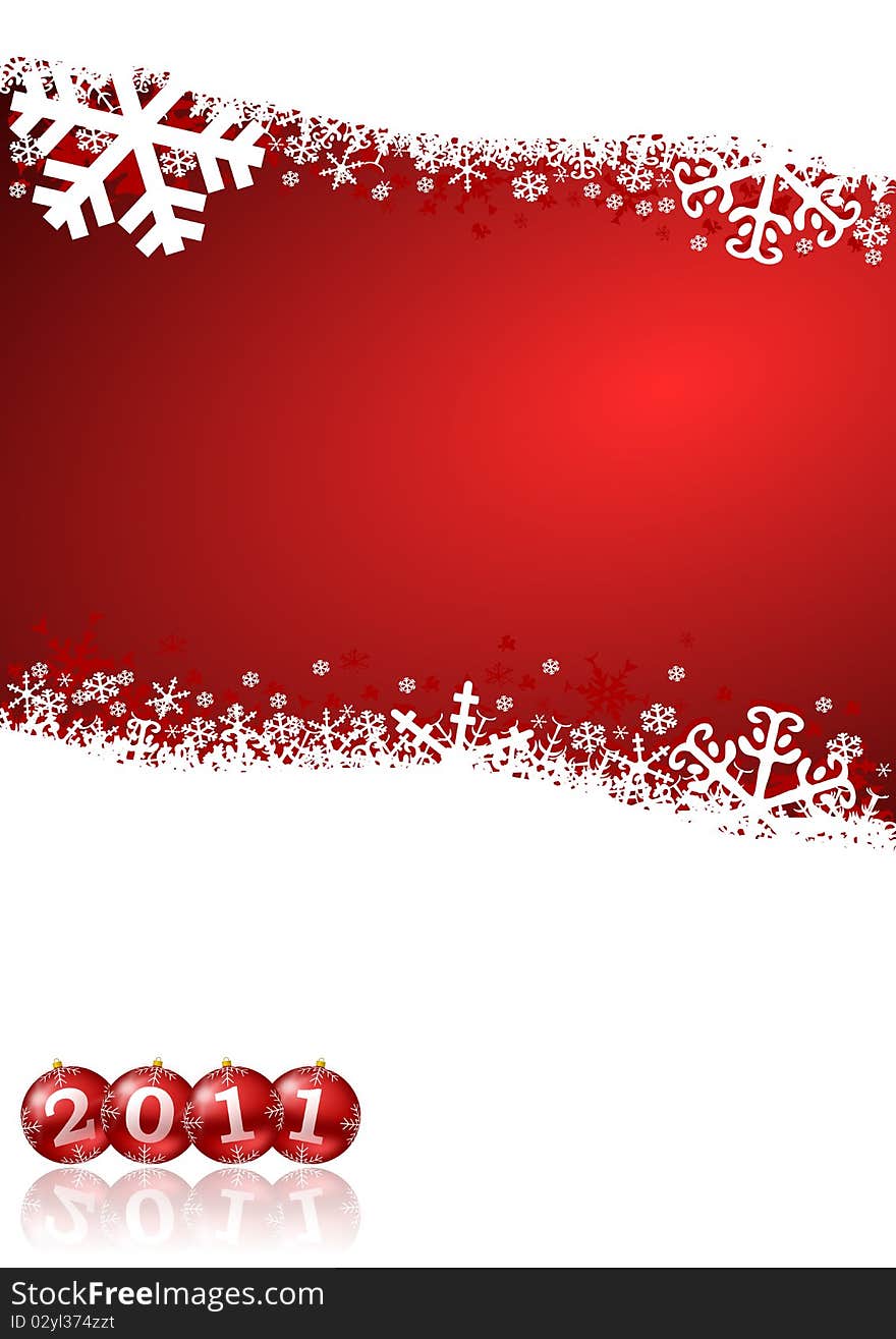 Red christmas background with snowflakes