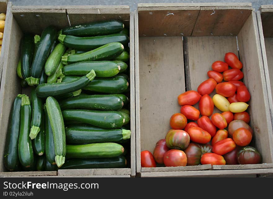 Farm Stand Zucchini And Tomatoes