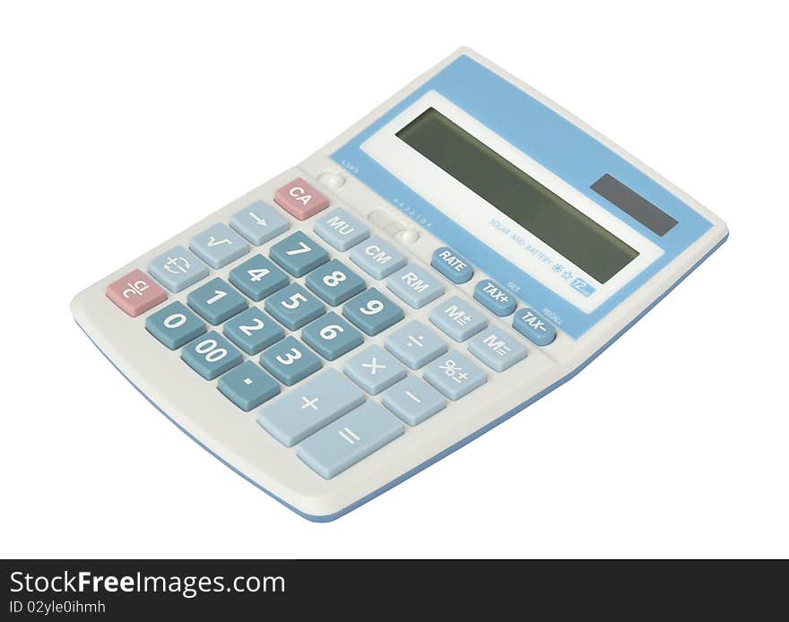 Sweet blue color calculator on white background.