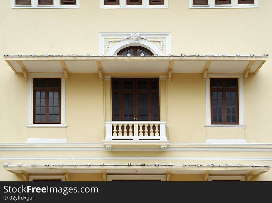 The balcony and two windows.