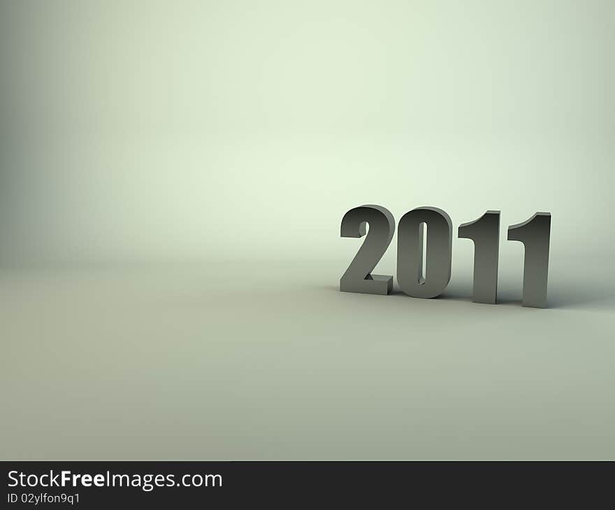 A render of the year number 2011 on a light green background. A render of the year number 2011 on a light green background