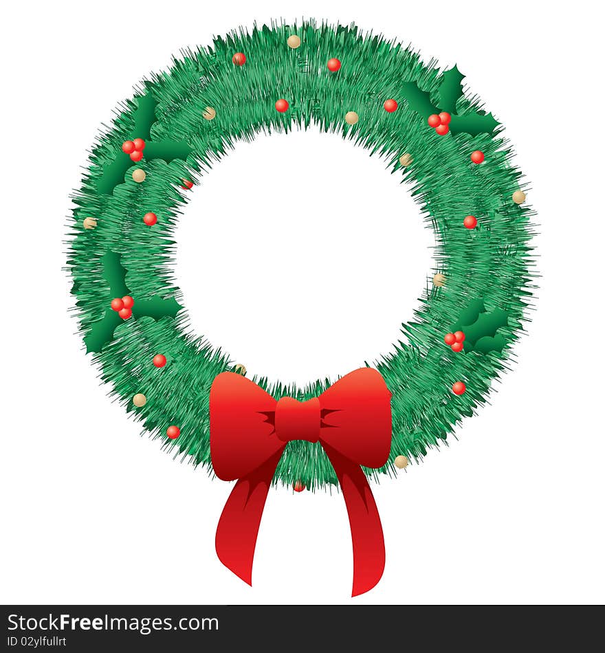 A festive holly holiday wreath. A festive holly holiday wreath