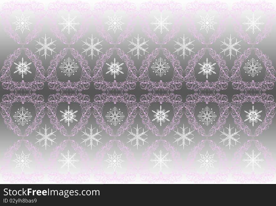 Beautiful abstract snowflakes background with heart-shaped