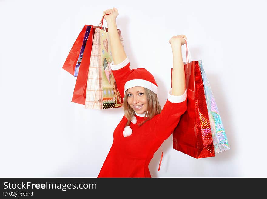 Shopping santa claus woman.