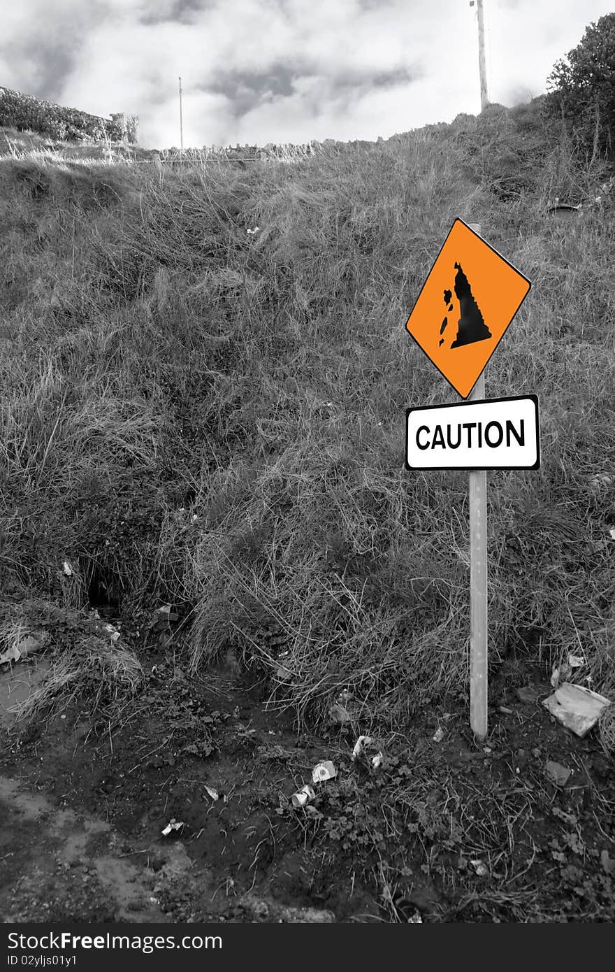 Landslide caution sign in ireland