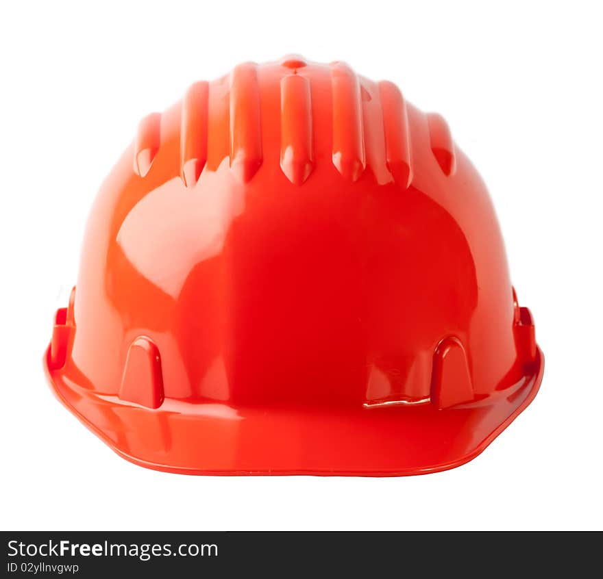 Stock image of orange hard hat isolated on white.