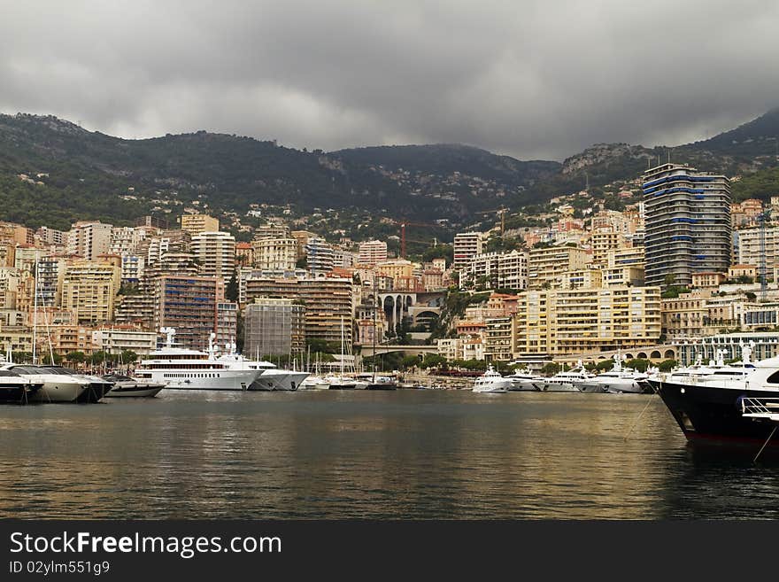 Monaco Harbor With Yatchs