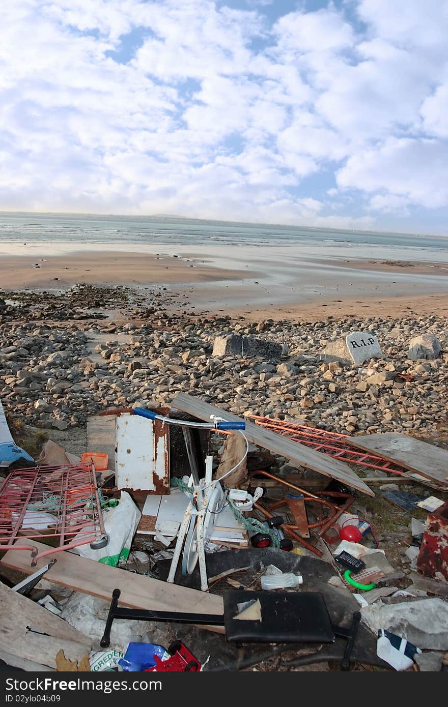 Rubbish dumped on beach