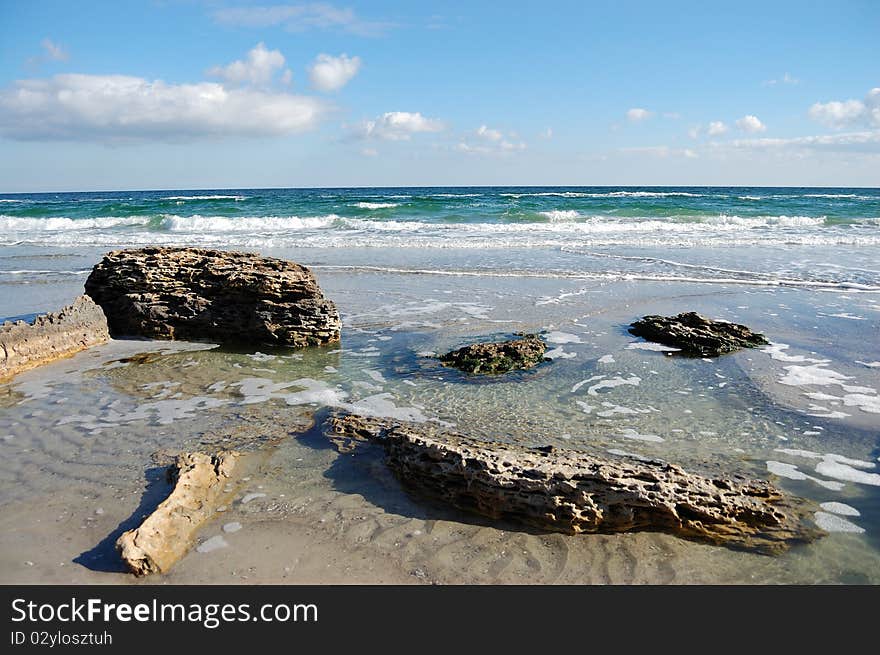 Stony coast of the sea. Stony coast of the sea