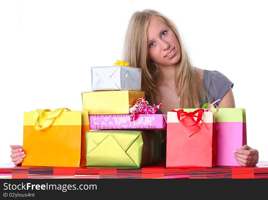 Happy Girl with Gifts