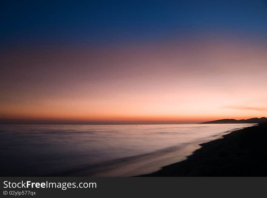 Romantic colorful sunset over the sea