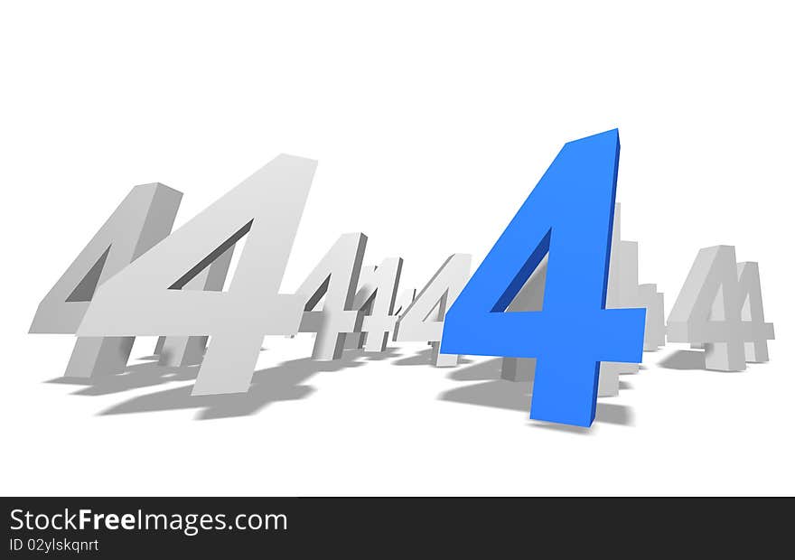 Group of number 4 on white background