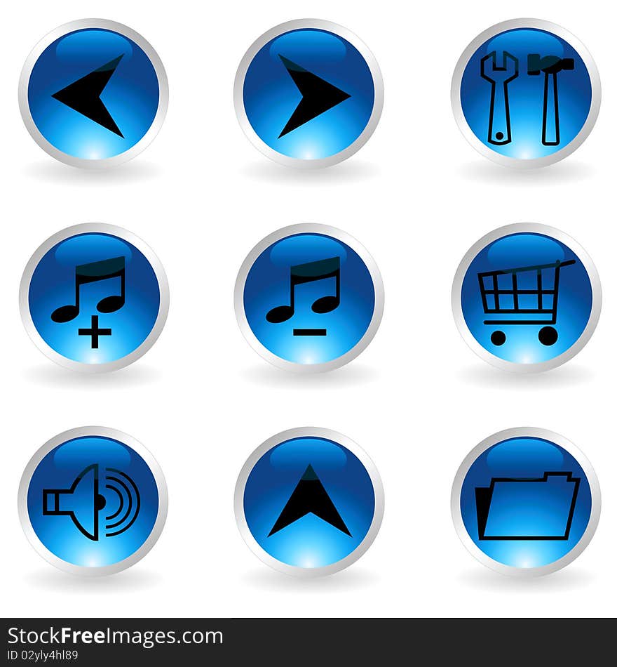 Set of musical buttons