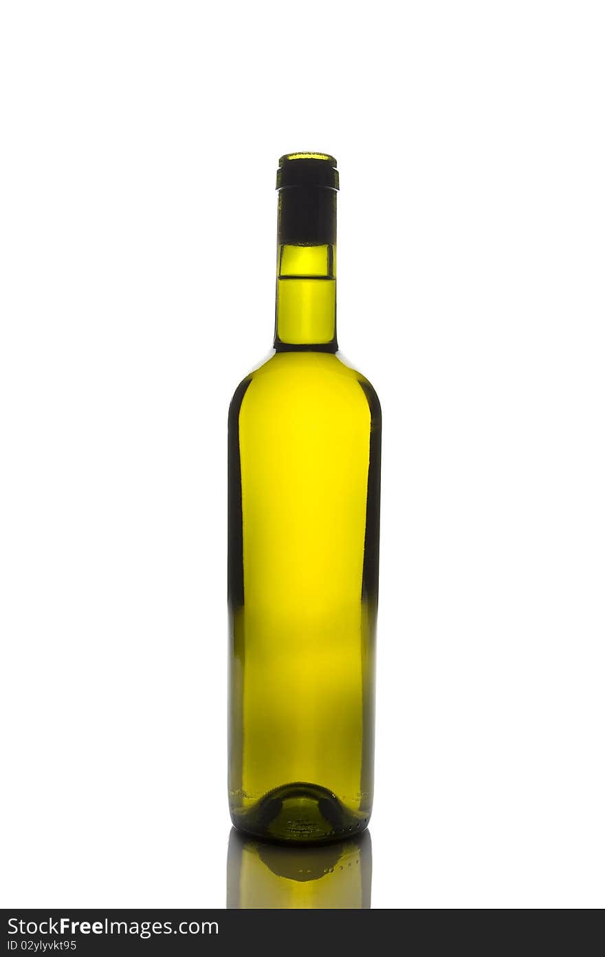 White wine bottle isolated on white background