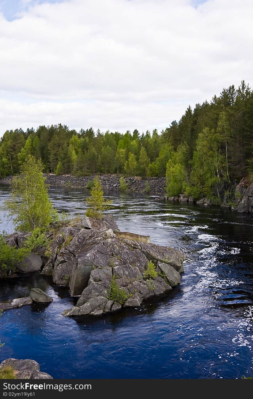 Rocky island on Lower Vyg river