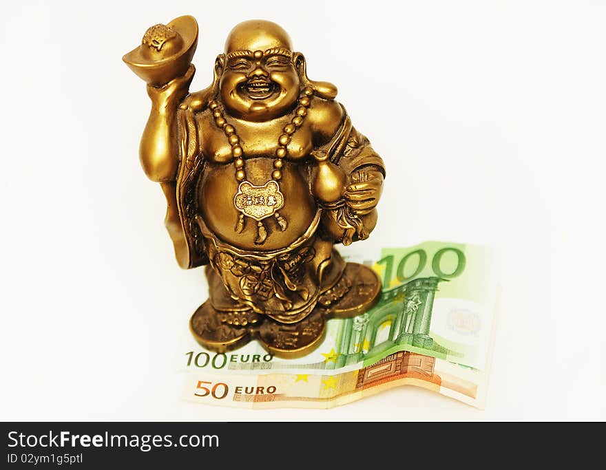 Isolated golden buddha on white background